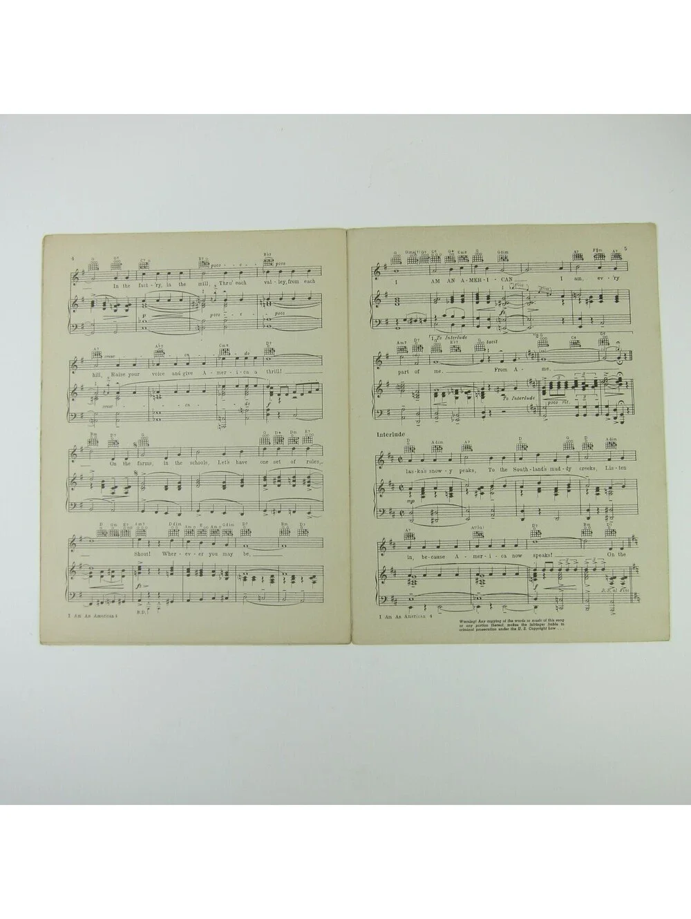 Sheet Music Shout! Wherever You May Be I Am An American Patriotic Vintage 1940